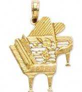 Fashion for your favorite pianist! This intricate charm features a detailed piano in 14k gold. Chain not included. Approximate length: 1 inch. Approximate width: 4/5 inch.