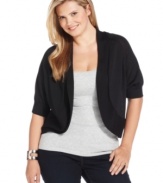 Lend a stylish layer to your look with Calvin Klein's half sleeve plus size cardigan, featuring an open front design.