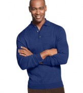 Layered or alone, this polo-style wool-blend sweater from Club Room will be a constant in your comfortable office-style rotation.