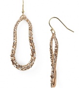 In rose gold, Alexis Bittar's crystal-encrusted teardrops marry shape and sparkle in a conceptual design. Whether worn cool with leather or more casually, this pinched pair lends a stamp of style.