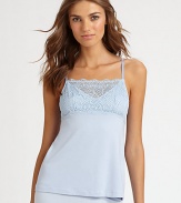 Feather-inspired semi-sheer lace covers a sweetheart neckline with delicate straps. Sweetheart necklineAdjustable spaghetti strapsScalloped lace overlay at necklineAbout 24¾ from shoulder to hem85% nylon/15% elastaneHand washMade in Italy