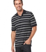 Ante up with the classic, handsome polish of this sleekly striped polo shirt from Club Room.