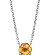 A sunshine-bright burst of color. Brilliant round-cut citrine (3 ct. t.w.) adorns this delicate sterling silver pendant. Approximate length: 18 inches. Approximate drop: 1 inch.