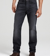 Subtle whiskering and a gray wash modern lend edge to these Joe's Jeans jeans, with slightly tapered straight legs.