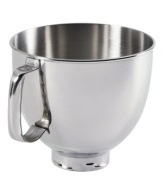 This attractive replacement bowl features an ergonomic handle for easy usage. Polished stainless steel. Carries KitchenAid's hassle-free total replacement warranty as well as a 1-year full warranty. Model K5THSBP.