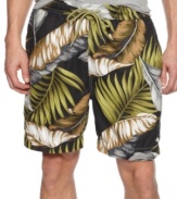 Feel as if your relaxing in the fronds with these print swim trunks from Tommy Bahama.