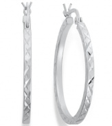 An intricate etched design reflects the light on Giani Bernini's luminous hoop earrings. Crafted in sterling silver. Approximate diameter: 1-1/4 inches.