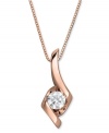 Sweet sophistication. Sirena's sculpted pendant highlights a round-cut diamond center (1/3 ct. t.w.) amidst a swirl of 14k rose gold. Approximate length: 18 inches. Approximate drop: 3/4 inch.