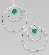 From the Scultura Collection. Vibrant chrysoprase cabochon is elegantly suspended within a double hoop of sterling silver.Chrysoprase cabochon Sterling silver Diameter, about 2¼ Ear wire Imported  Please note: Due to characteristics of natural stone, color may vary slightly.