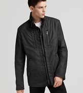 John Varvatos Coated Cotton Double Layered Zip Front Jacket