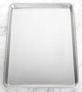 Now we're baking-be the king of bake sales with this extra large sheet pan, a durable, pure aluminum addition to your professional collection. With enough room to bake it all in one batch, this high-performance pan gets you out of the kitchen quick. Lifetime warranty.