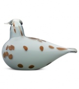 Metallic bronze speckles the warm gray body and translucent head of iittala's Hiplu bird. First hatched in 1972 by artist Oiva Toikka, the fanciful Birds collection captures the nuances of each creature in beautiful mouth-blown glass.