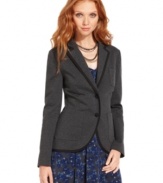 Sharpen up any girly dress with this knit blazer from DKNY Jeans. The piping makes a chic impact, while the tailored fit guarantees it will stay stylish season after season.