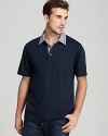 Michael Kors Woven Checked Collar Polo - Classic Fit