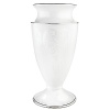 Pearl-like accents and precious platinum give this footed vase a rich, regal look. An ornate design encircling the top portion of the vase is elegant against the opalescent background. Vase is crafted of Lenox fine porcelain and accented with precious platinumHeight: 9 1/2Diameter: 4 1/8