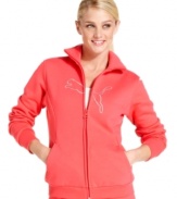 Keep warm and stay fit in this cute Puma track jacket! Perfect to wear for cooler weather workouts.