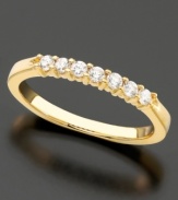 Timeless sparkle and classic design. This ring features seven round-cut diamonds (1/4 ct. t.w.) set in 14k gold.