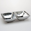 This divided tray is functional yet gives a new look to classic metal serving pieces.