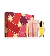 Give her a romantic getaway with four Beautiful luxuries. Limited-time collection includes all her favorite ways to love the fragrance of a thousand flowers, all in an exclusive gift box. Includes Eau de Parfum Spray 2.5 oz. and Eau de Parfum Rollerball Pen 0.2 oz., Perfumed Body Lotion 3.4 oz. plus Bath and Shower Gelée 3.4 oz. 