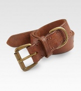 A complimentary addition to your weekend wardrobe staples, crafted in distressed leather with an antique nickel buckle with d-ring accent.LeatherAbout 1 wideImported