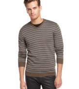 With an easy striped style, this sweater from Sons of Intrigue is a no-brainer weekend casual style.