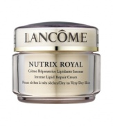 THE ROYAL TREATMENT.RESCUE VERY DRY SKIN. DISCOVER SUPPLE SOFTNESS.RESCUE your dry skin. This rich, non-greasy cream instantly relieves tightness and softens fine, feathery lines caused by dehydration. REPAIR very dry skin's appearance. Patented ROYAL LIPIDÉUM(tm), a unique technology enriched with Royal Jelly, supplements skin's own natural lipids for intense hydration.PROTECT your skin. With renewed levels of moisture-trapping lipids, skin feels cocooned and insulated from the daily effects of climate and seasonal changes. 89% of women see softer, more supple skin.** Percentage of women who reported visible improvement in a 4-week consumer test.