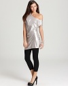 Layer this GUESS metallic tunic over sleek leggings for a casual take on after-dark glamour.