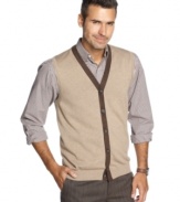 Long-lasting soft Supima cotton makes this faux-sueded trimmed Tasso Elba vest a look that will stand up for years.