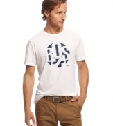 Tee up this summer with this textured graphic shirt from Hugo Boss.