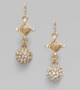 Glittering pavé-set spheres sparkle as they hang from diamond-shaped medallions in this graceful drop design.Crystal14k goldplatedDrop, about 2Ear wireImported