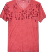 Show off your industrious style side with this graphic v-neck t-shirt from Marc Ecko Cut & Sew.