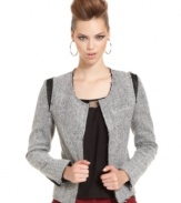 Raw hems add a deconstructed appeal to this tweed BCBGeneration jacket -- perfect for upping the edge of your fall look!