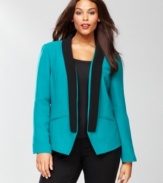 INC combines a striking hue with a tuxedo-inspired silhouette for this plus size blazer.