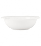 Lenox combines the versatility of whiteware with unique baroque shaping in the Regency Silhouette serving bowl, featuring glossy white porcelain for every day, any occasion.