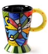 A work of art, the vividly hued, wildly patterned Butterfly latte mug showcases the one-of-a-kind style of world-renowned Brazilian artist Romero Britto.