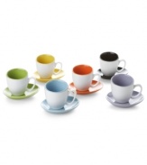 There's an extra-bright side to every espresso cup and saucer in the Contemporary Glaze collection. A simple shape and two-tone finish opens up a whole new spectrum of fun. From Classic Coffee & Tea by Yedi.