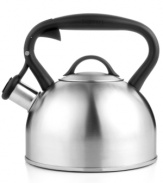 This is your cup of tea-a true classic combines gleaming stainless steel and a traditional design for an elegant and refined tea time. An ergonomic heat-resistant handle and pleasant whistle let you reign when you pour. Lifetime warranty.