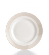 Versatility is king in the amazingly dishwasher- and microwave-safe Classic Band salad plate. Stick with clean lines in soft grey and white porcelain or mix and match with floral Lisbon dinnerware, also by Martha Stewart Collection.