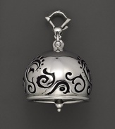 Inspired by Zen philosophy, this intricately detailed, blackened and polished sterling silver meditation bell from Paul Morelli jingles softly.