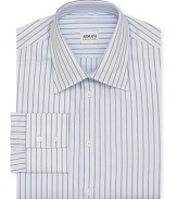 Armani Collezioni Light Blue with Navy Stripe Dress Shirt - Slim Fit