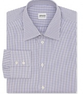 Armani Collezioni Purple and Pink Mini-Check Dress Shirt - Slim Fit