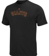 Ever since they moved from the Polo Grounds to the West Coast, your Giants have been looking to recapture the glory days of past pennants and championships. This year, the drought is finally over and you can celebrate all year long with this commemorative alternate team t shirt from Majestic Apparel.