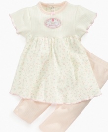 Style her sweetly in this floral tunic and ribbed legging set from Bon Bebe.