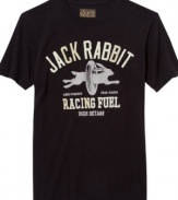 Hop to it. Move your casual wardrobe into the fast lane with this graphic tee from Lucky Brand Jeans.