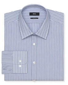 Stripes add a new dimension to your essential dress shirting, breaking up the monotony of solid after solid.