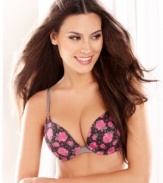 Cute prints in styles that really fit. Maidenform's One Fab Fit embellished push-up bra features front adjustable strap, seamless cups, and lace wings with mesh lining. Style# 7180