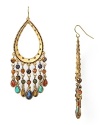 Eclectically beaded with multi-hued stones, this pair of colorful drop earrings from Lauren Ralph Lauren will lend far away allure to your look.