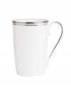 Metropolitan sensibility and modern design combine in this understated white bone china accent mug from Lenox's collection of dinnerware and dishes. Platinum gild along the edge is enhanced by a clean, platinum geometric pattern reminiscent of architectural accents. Qualifies for Rebate