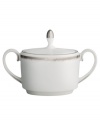 Fresh and cool in crisp white, the Silver Leaf Imperial sugar bowl delivers modern style and iconic craftsmanship. Delicate feathered platinum applied using Wedgwood's signature technique shimmers with whimsy on bone china. Double handles add an air of grandeur.