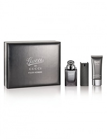 Gucci by Gucci Pour Homme combines classic masculine appeal with cool, contemporary elegance. This iconic fragrance culminates both vision and tradition, encompassing Gucci's iconic, luxurious heritage. With its warm, intense scent, Gucci by Gucci Pour Homme speaks to the powerful, sensual man who embodies the brand's rich legacy. Set contains: Eau de Toilette (90ml, 3 oz.), Eau de Toilette (30ml, 1 oz.) and Shower Gel (50ml, 1.7 oz.). 